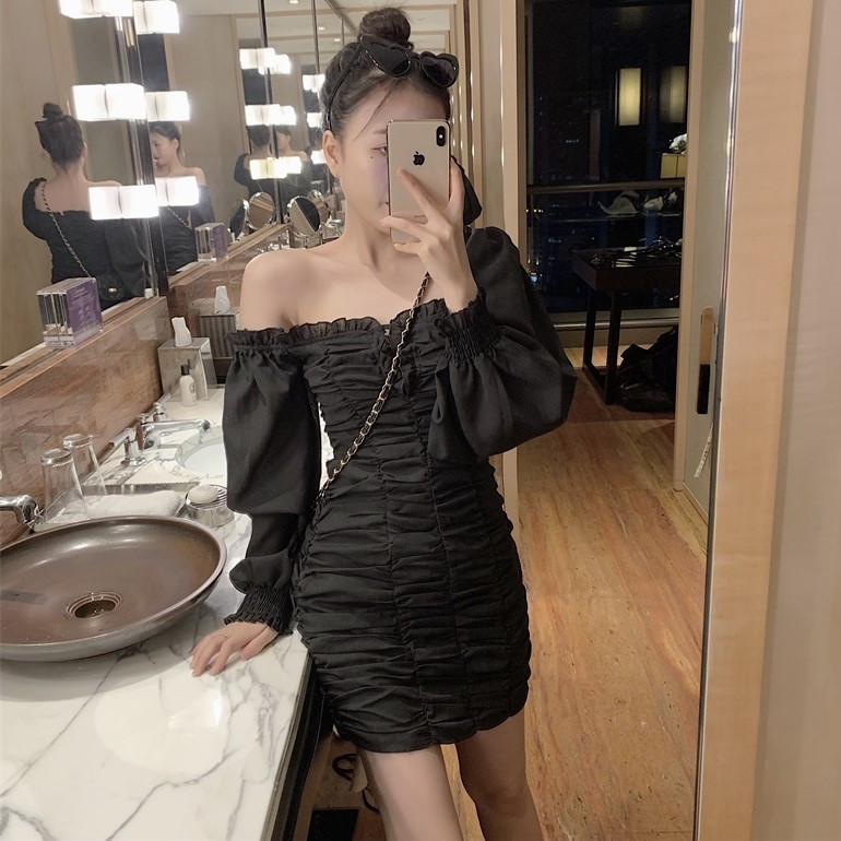 Κομψό γυναικείο κοντό φόρεμα -  σλιμ μοντέλο σε δύο χρώματα