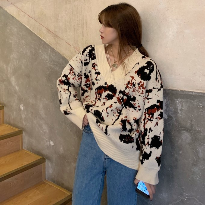 Pulover de dama de actualitate in doua culori - model larg