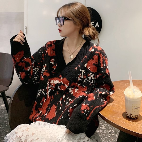 Pulover de dama de actualitate in doua culori - model larg