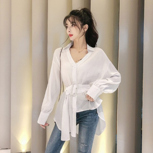 Camasa moderna de dama model asimetric in doua culori