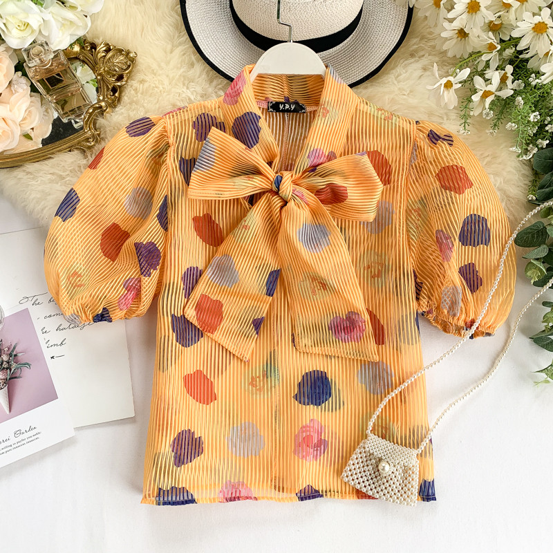 Modern női ing szalaggal és rövid ujjú két színben