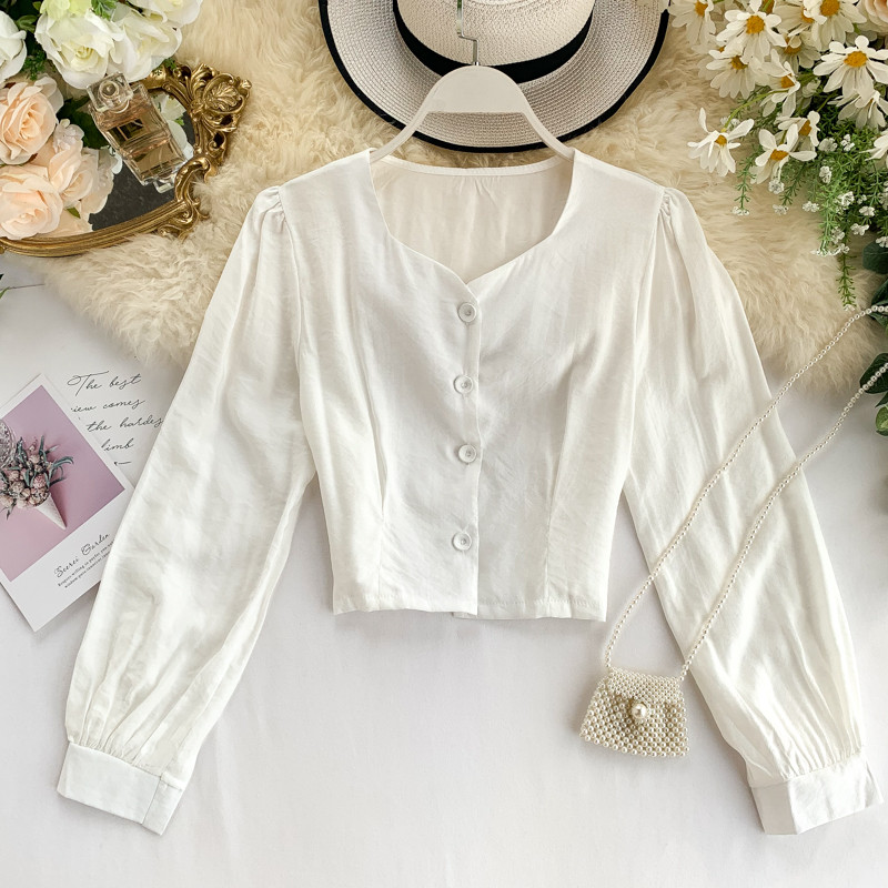 Bluză de damă modernă cu nasturi și mâneci lungi în mai multe culori