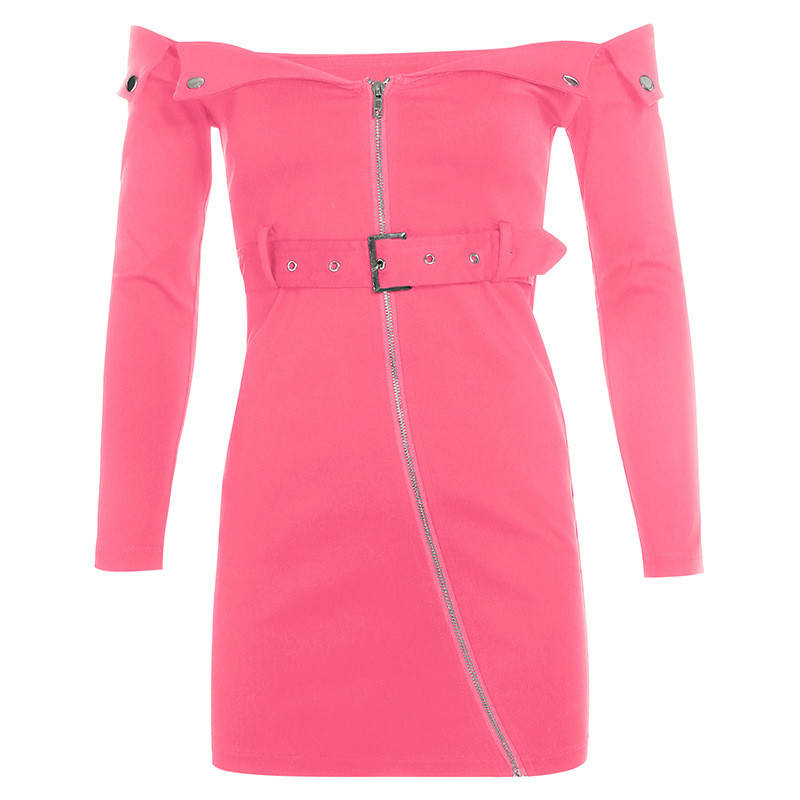 Μοντέρνο γυναικείο φόρεμα με μανίκια και φερμουάρ σε διάφορα χρώματα