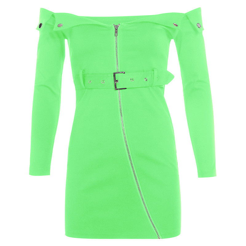 Μοντέρνο γυναικείο φόρεμα με μανίκια και φερμουάρ σε διάφορα χρώματα
