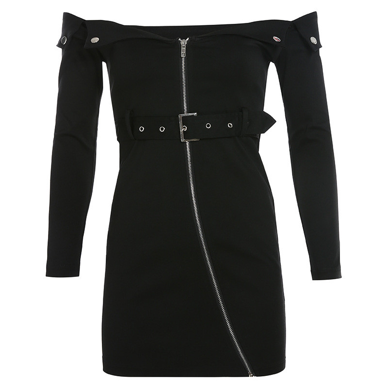 Μοντέρνο γυναικείο φόρεμα με μανίκια και φερμουάρ σε διάφορα χρώματα