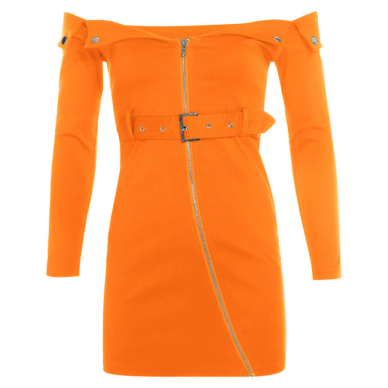 Μοντέρνο γυναικείο φόρεμα με μανίκια και φερμουάρ σε διάφορα χρώματα