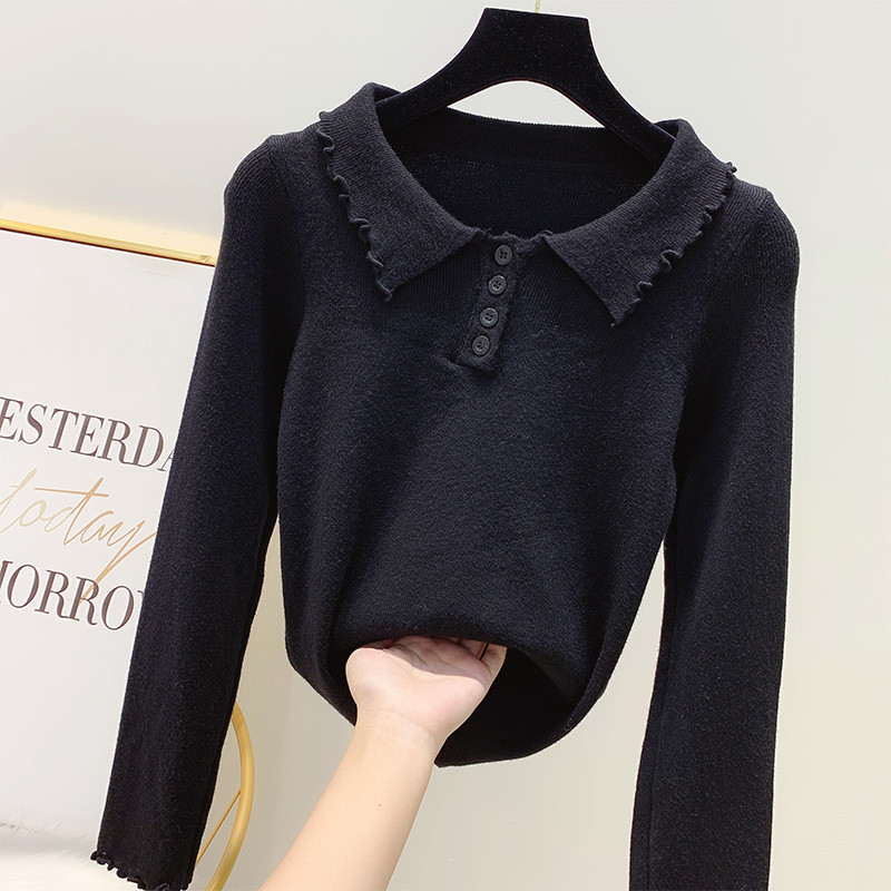 Pulover de dama cu guler si nasturi in mai multe culori