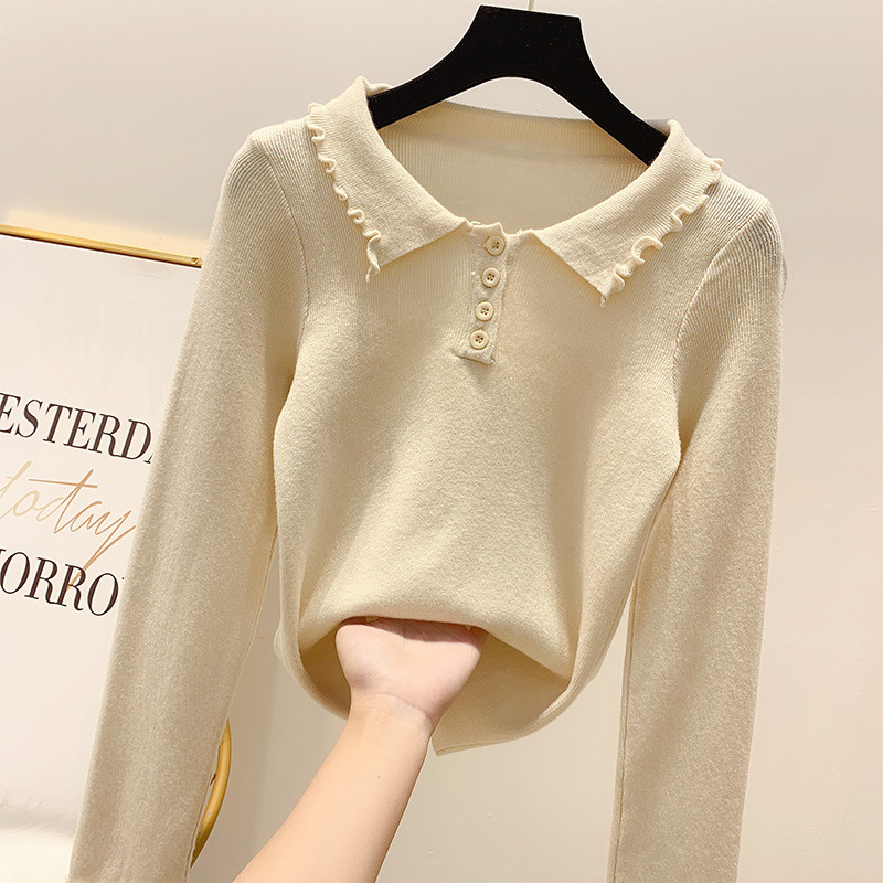 Pulover de dama cu guler si nasturi in mai multe culori