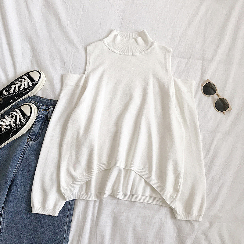 Női blúz három színben pólógallérral és csupasz vállakkal