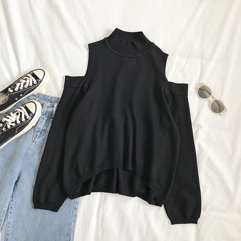 Női blúz három színben pólógallérral és csupasz vállakkal