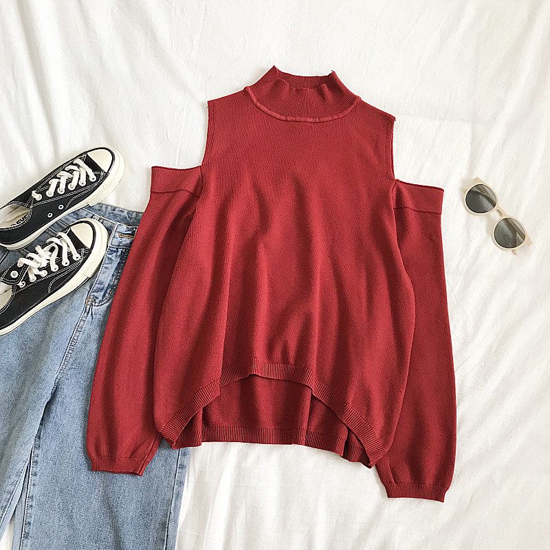 Női blúz három színben pólógallérral és csupasz vállakkal