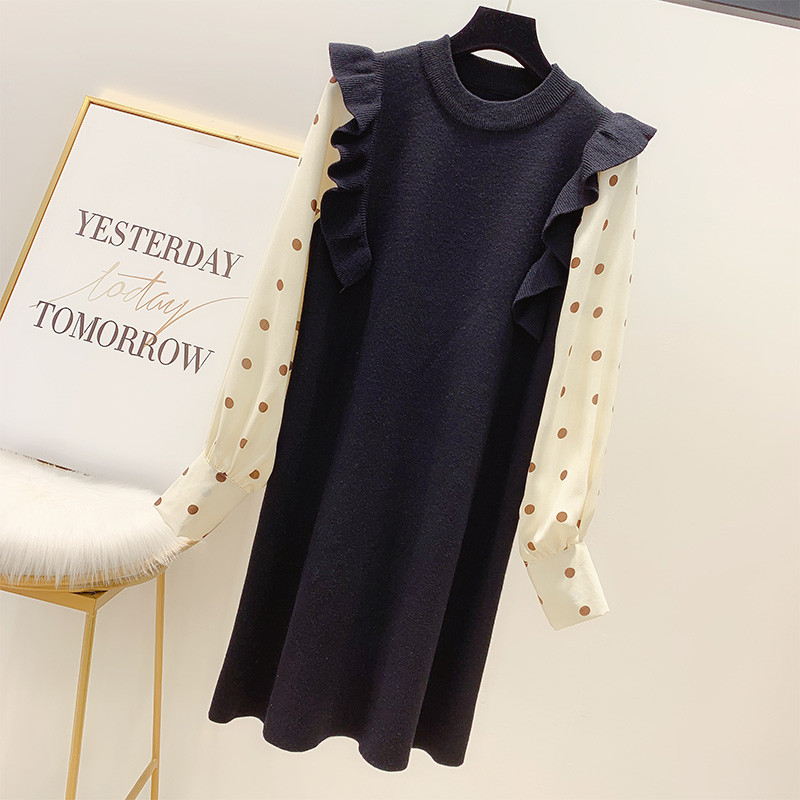 Rochie casual de dama cu maneci lungi in doua culori