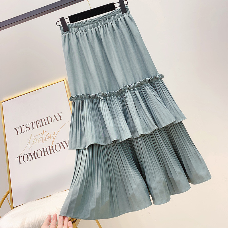 Fusta lunga plisata de dama cu elastic