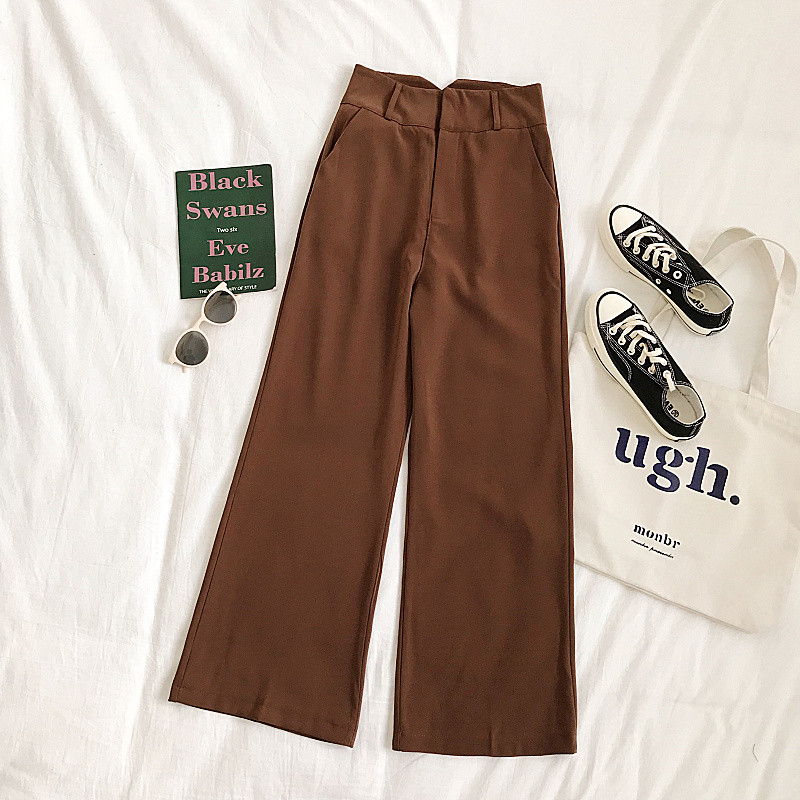 Μοντέρνα γυναικεία παντελόνια σε τρία χρώματα με τσέπες και ψηλή μέση