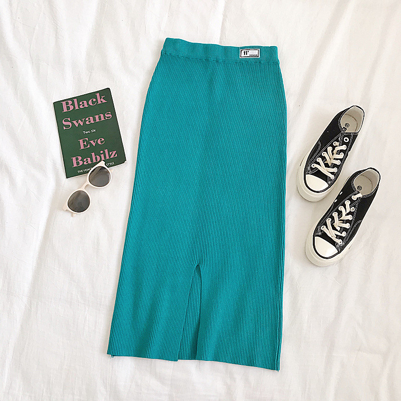 Fusta casual de dama in trei culori cu fanta