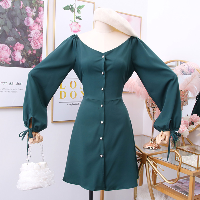 Rochie moderna de dama cu decolteu in V in trei culori