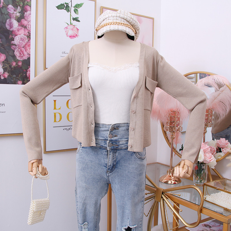 Cardigan de dama model nou cu decolteu in V si buzunare in trei culori