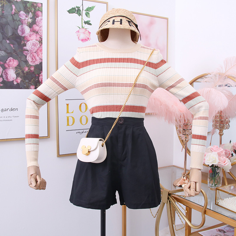 Bluza dama in dungi model nou cu decolteu O in doua culori