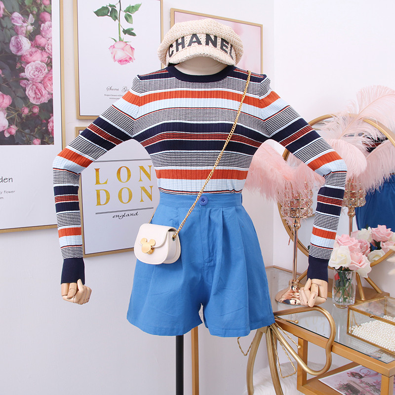 Bluza dama in dungi model nou cu decolteu O in doua culori