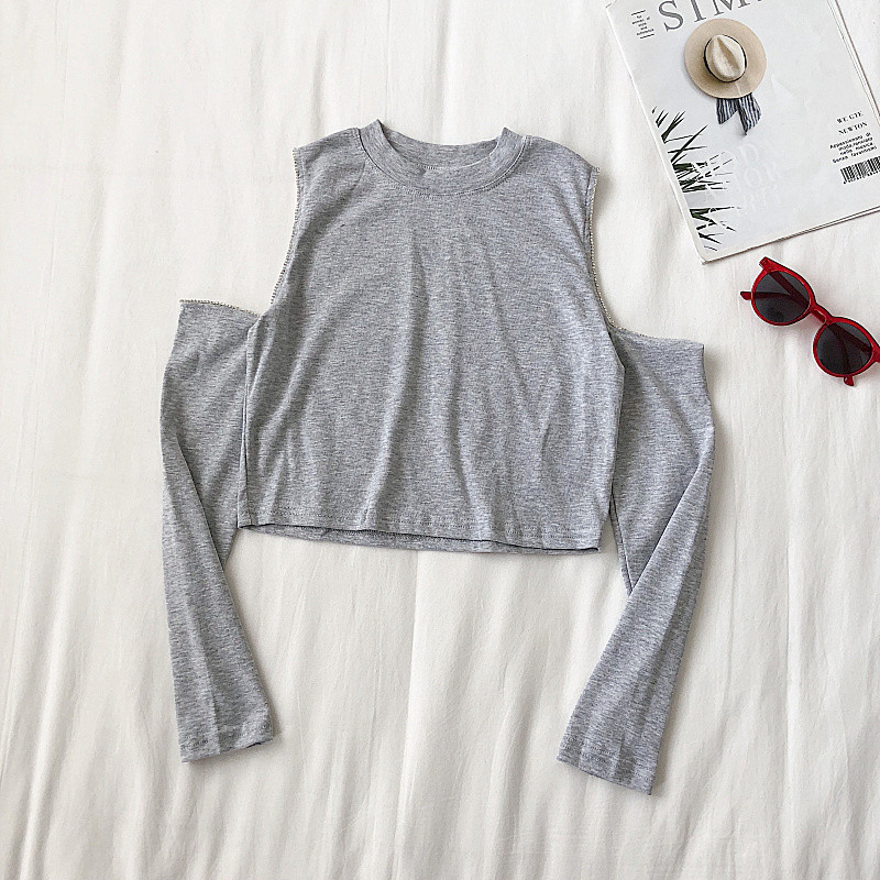 Bluza scurta de dama in trei culori cu umerii goi