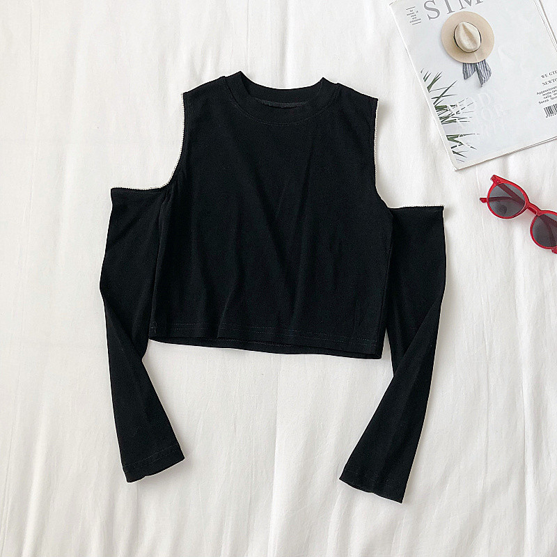 Bluza scurta de dama in trei culori cu umerii goi