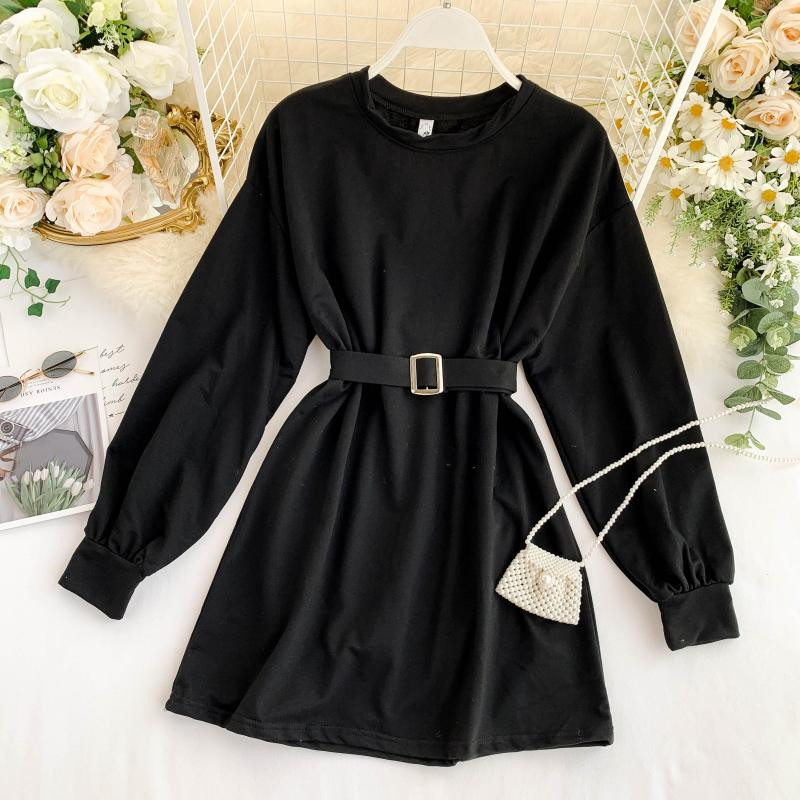 Casual γυναικείο φόρεμα με ζώνη σε διάφορα χρώματα