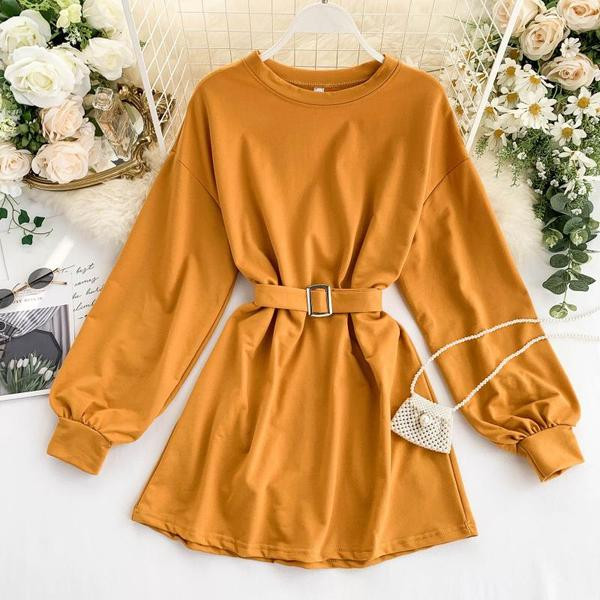 Casual γυναικείο φόρεμα με ζώνη σε διάφορα χρώματα