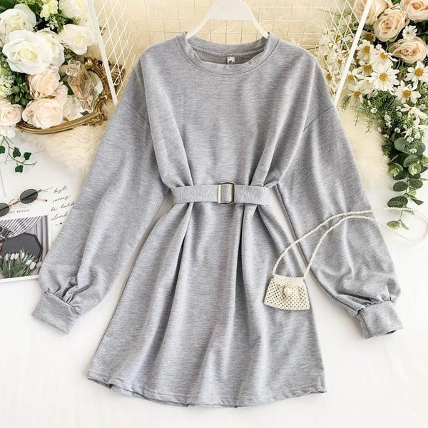 Casual γυναικείο φόρεμα με ζώνη σε διάφορα χρώματα