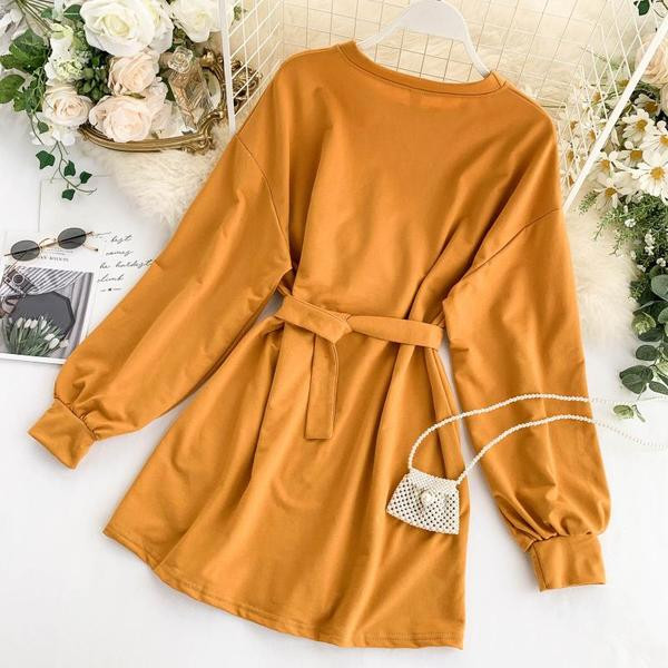 Casual γυναικείο φόρεμα με ζώνη σε διάφορα χρώματα