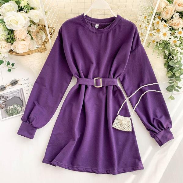 Casual γυναικείο φόρεμα με ζώνη σε διάφορα χρώματα