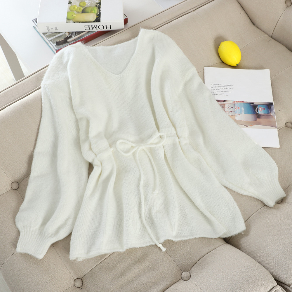 Modern női pulóver derékkötővel több színben