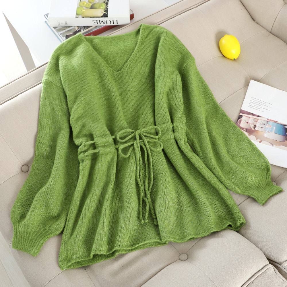 Modern női pulóver derékkötővel több színben