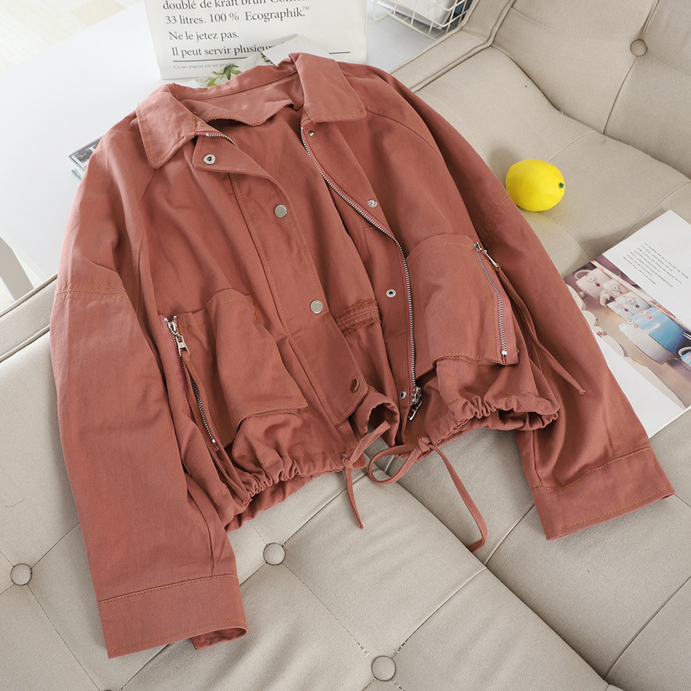 Casual γυναικείο μπουφάν με τσέπες και κορδόνια σε διάφορα χρώματα