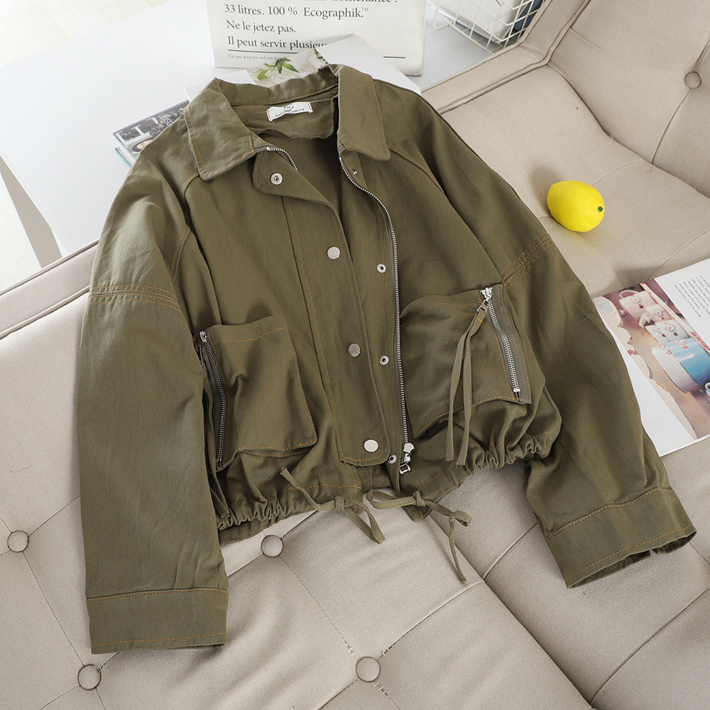 Casual γυναικείο μπουφάν με τσέπες και κορδόνια σε διάφορα χρώματα