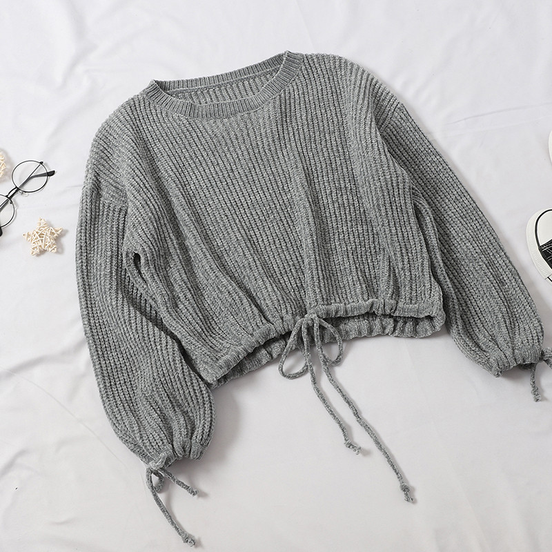 Μοντέρνο γυναικείο πουλόβερ ν σε διάφορα χρώματα με δεσμούς