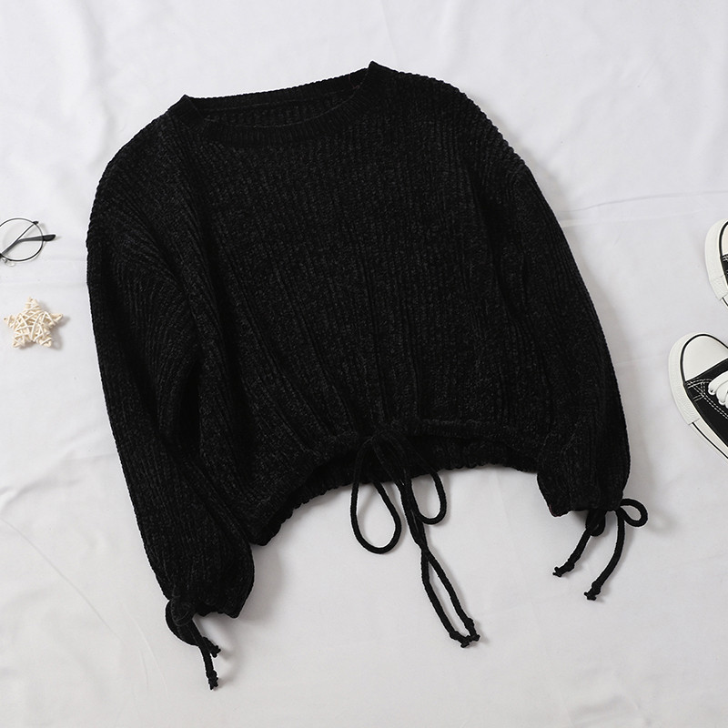 Μοντέρνο γυναικείο πουλόβερ ν σε διάφορα χρώματα με δεσμούς