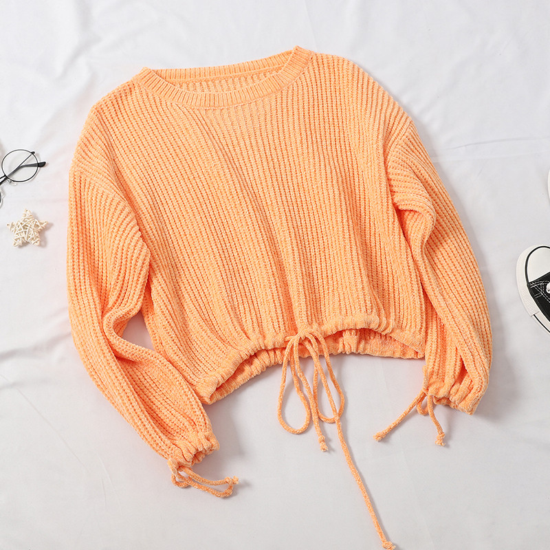 Μοντέρνο γυναικείο πουλόβερ ν σε διάφορα χρώματα με δεσμούς