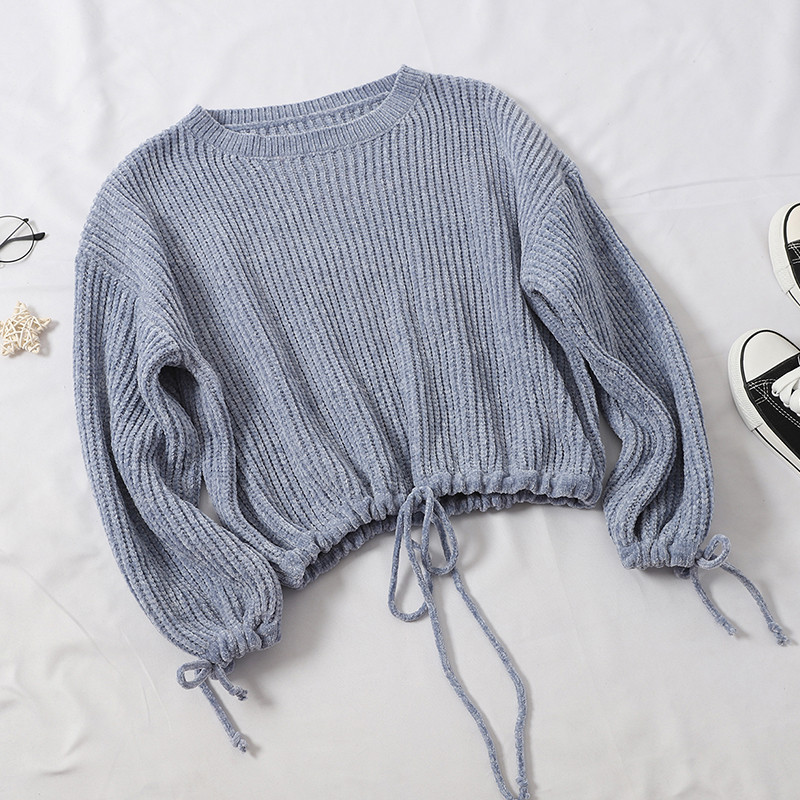 Μοντέρνο γυναικείο πουλόβερ ν σε διάφορα χρώματα με δεσμούς