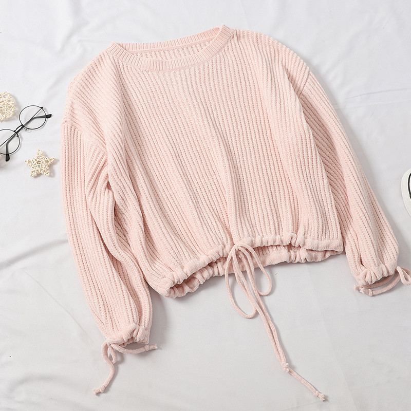 Μοντέρνο γυναικείο πουλόβερ ν σε διάφορα χρώματα με δεσμούς