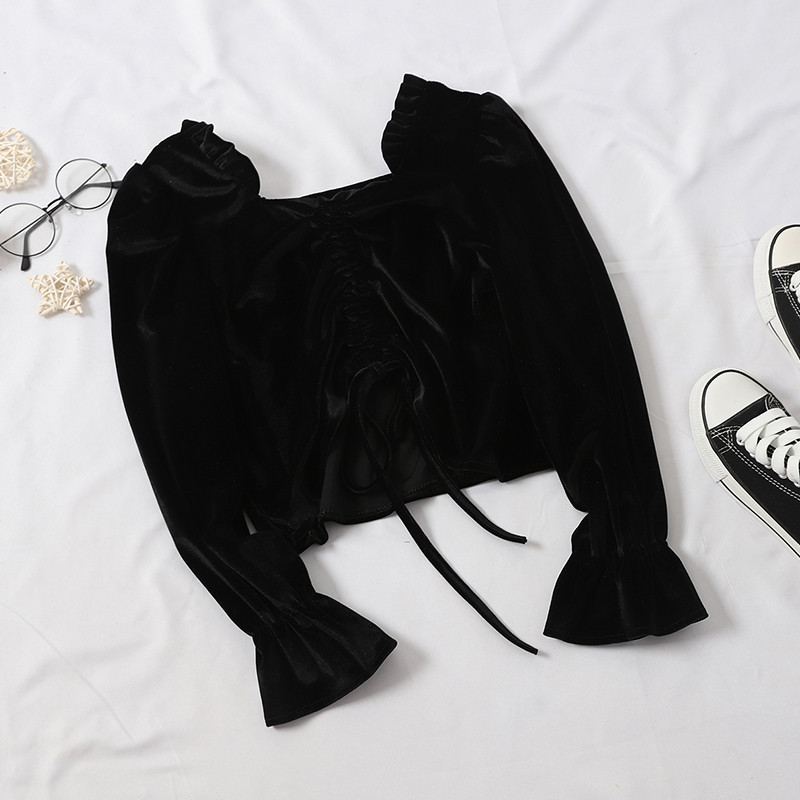 Bluza de dama din catifea in mai multe culori cu cravate