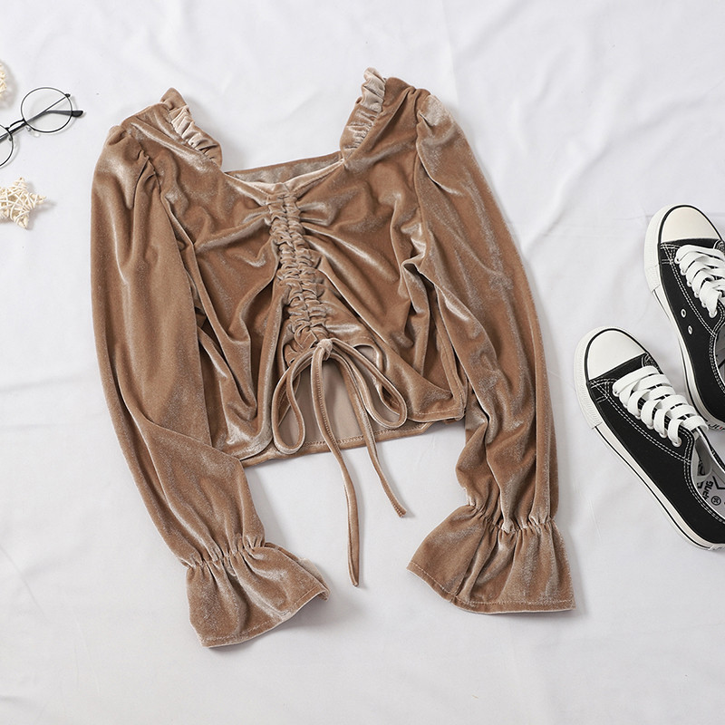 Bluza de dama din catifea in mai multe culori cu cravate