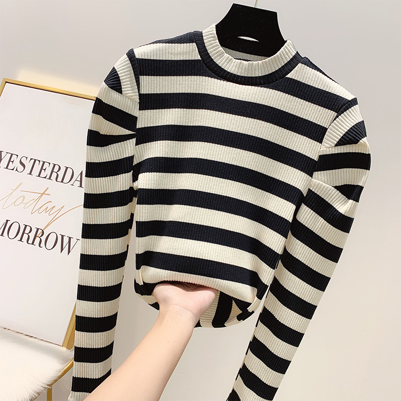 Női csíkos pulóver három színben