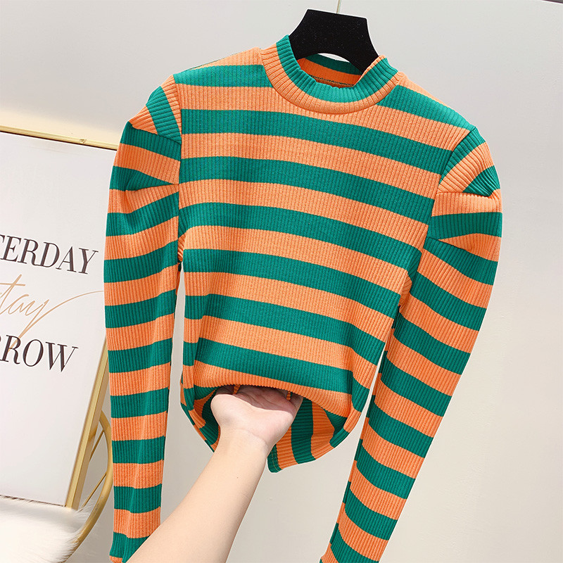 Női csíkos pulóver három színben