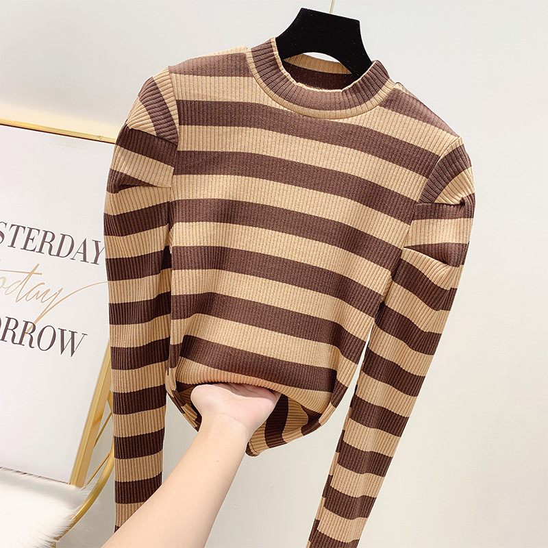 Női csíkos pulóver három színben