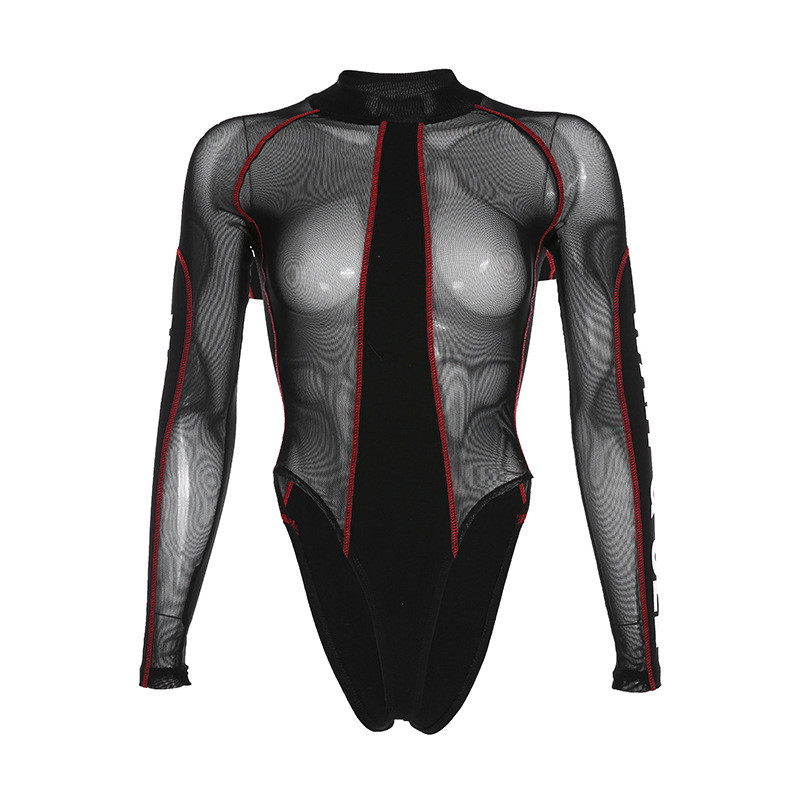 Corp de damă modern cu guler înalt în negru