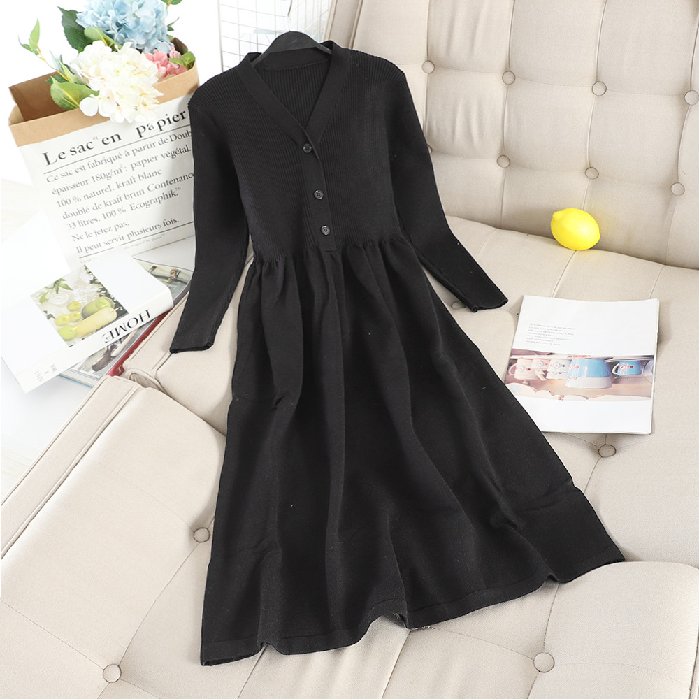 Rochie de dama croita cu maneci lungi si nasturi in patru culori