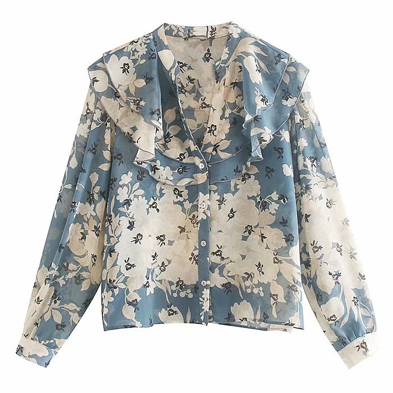 Obraz de damă cu motiv floral cu decolteu spitz