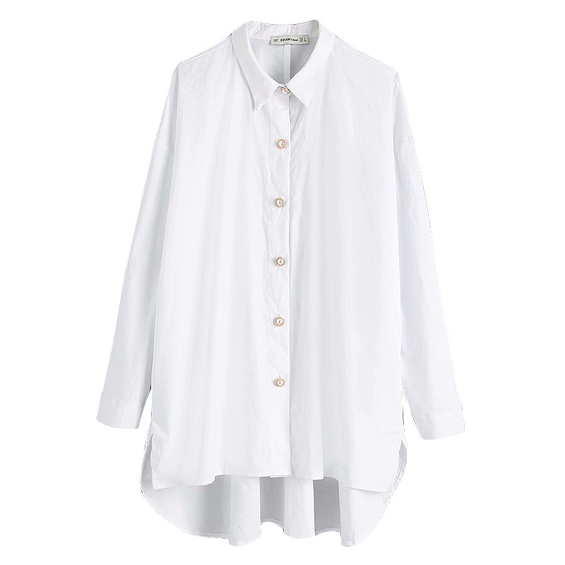 Cămașă de damă cu guler clasic - model asimetric