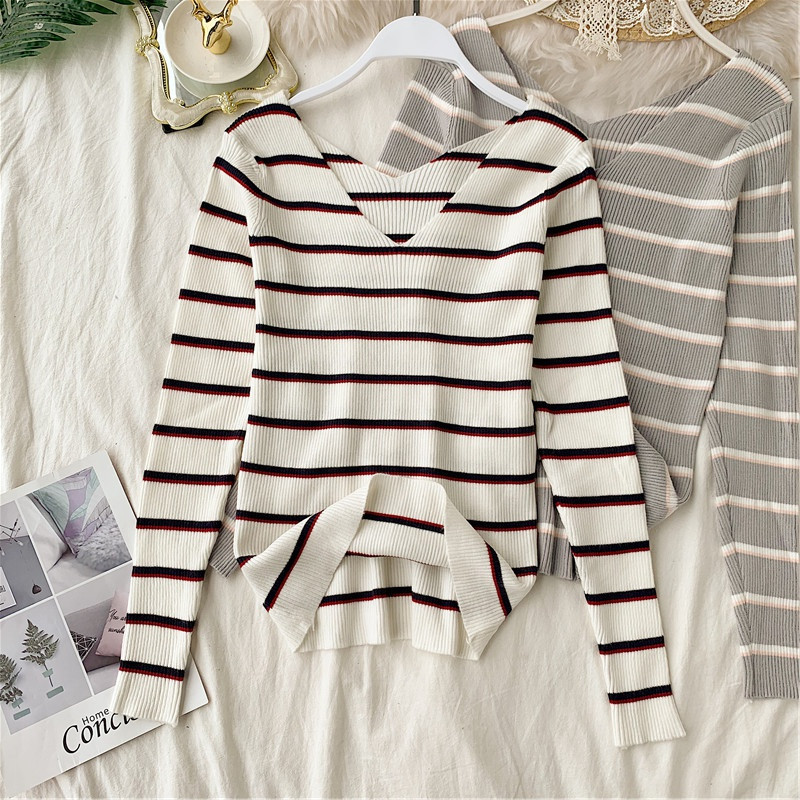 Μακρυμάνικη  γυναικεία μπλούζα casual με V-neck σε δύο χρώματα