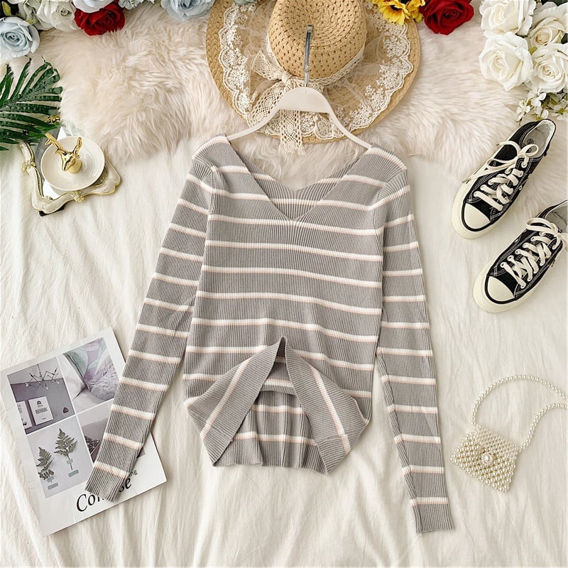 Μακρυμάνικη  γυναικεία μπλούζα casual με V-neck σε δύο χρώματα